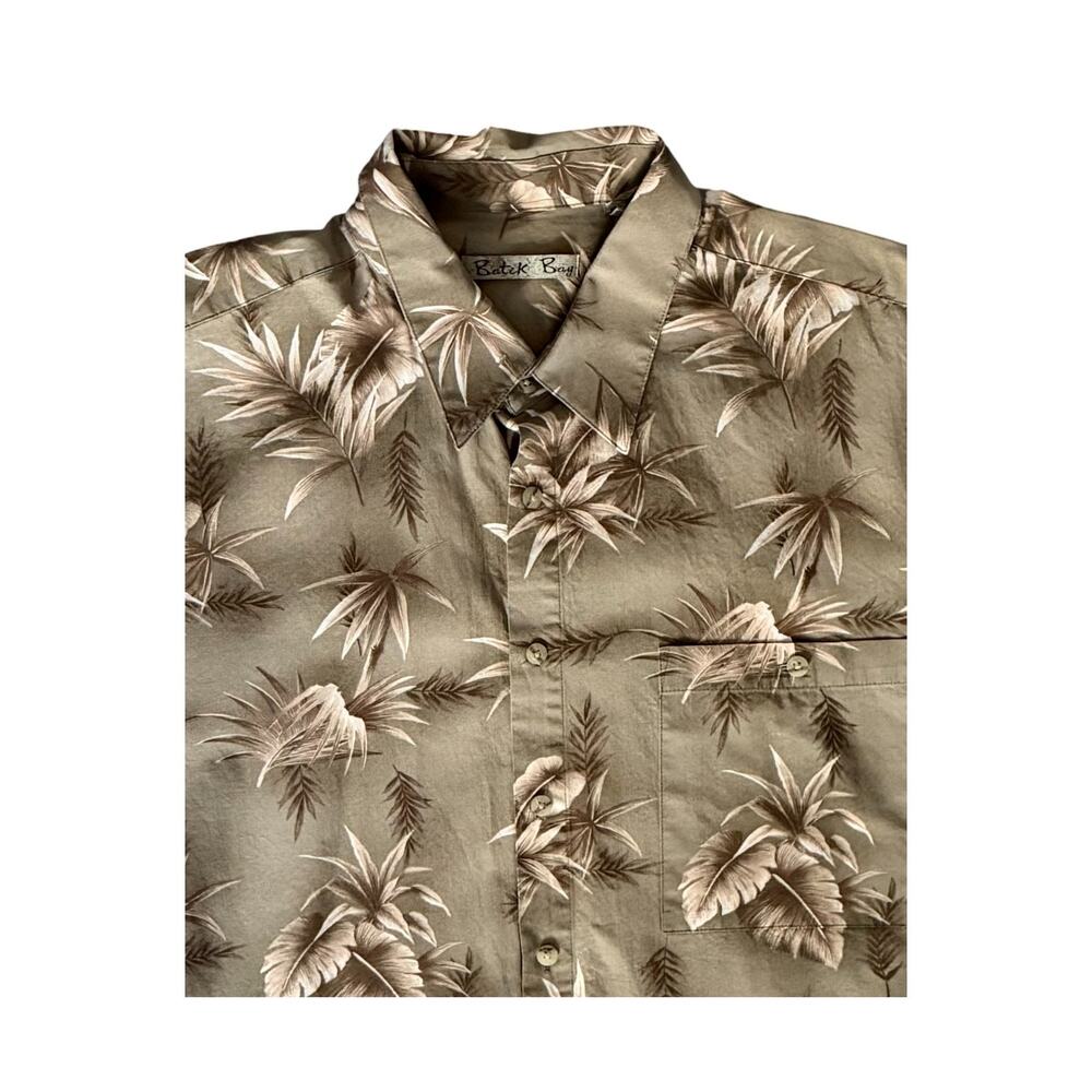 Batik Bay Hawaiian Shirt Mens Size XL Tan Floral Palm Print Button Up Collar - Picture 7 of 13